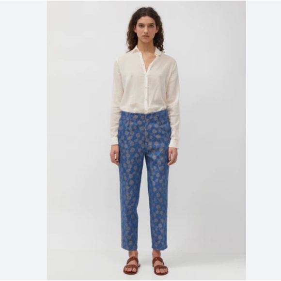 Forte Forte Cha Cha Cha Jacquard Cropped Pants Indigo - Picture 1 of 13